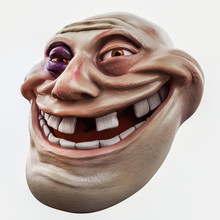 Trollface Beaten. Internet Troll 3d Illustration