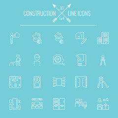 Poster - Construction icon set.