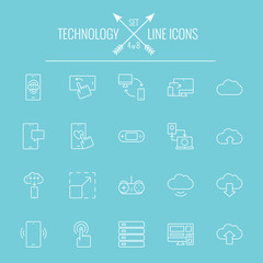 Wall Mural - technology icon set.