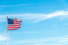 United States Of America Flag With Blue Sky