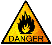 Old Yellow Danger Sign - Fire