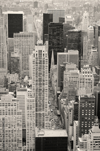 Nowoczesny obraz na płótnie New York City Manhattan street aerial view black and white
