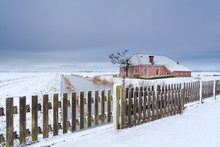 Dutch Farmhouse In White Snow