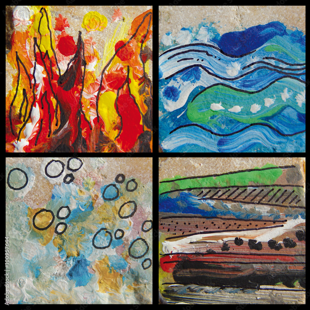 Vier Elemente: Feuer, Wasser, Luft und Erde Stock Illustration | Adobe Stock, image size:1000x1000