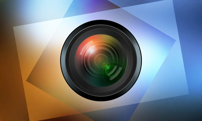 Poster - photographic lens on color background