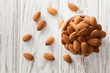 almond nut organic healthy snack vegan vegetarian white background