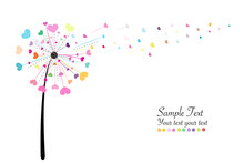 Abstract Colorful Heart Dandelion Spring Time Vector Background