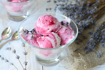 Black currant and lavender ice cream