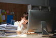 © shefkate - Young and beautiful businesswoman tired from work in the office