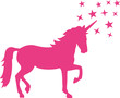 Pink unicorn with a lot of stars around the horn