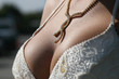 bridesmaid necklace on the neckline close up