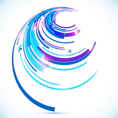 Wall Mural - Blue abstract futuristic curve vector background