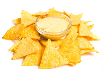 Nachos with cheese sauce