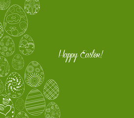 Wall Mural - Abstract white easter egg on green background