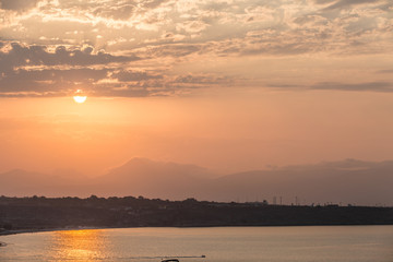 Wall Mural - sunset in the heraklion airport.