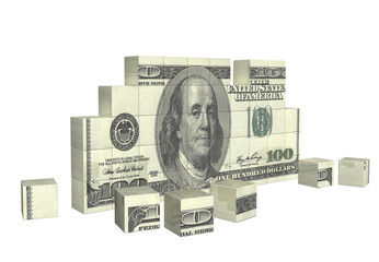 Wall Mural - Elements of puzzle with banknote of dollar