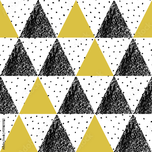 Naklejka dekoracyjna Geometryczny wzór z czarno żółtych trójkątów