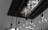 Fototapeta Boho - Set of antique light bulbs decor glowing light