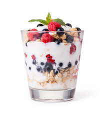 Wall Mural - yogurt with muesli and berries