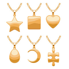 Wall Mural - Elegant vector jewelry pendants set.