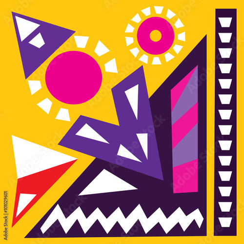 Hand Draw Acrylic Painting Composition Bright Background Ethnic