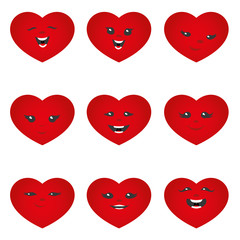 Poster - Cheerful hearts on a white background