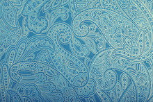 Vintage Blue Wallpaper With Paisley Pattern