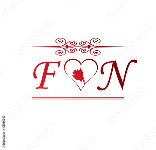 Fn Love Initial With Red Heart And Rose Buy This Stock Vector And Explore Similar Vectors At Adobe Stock Adobe Stock