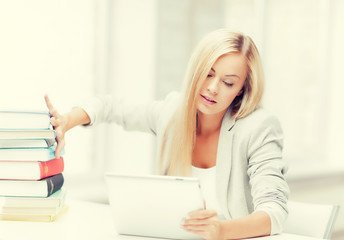 Poster - student with books and tablet pc