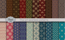 Vector Damask Seamless Pattern Background. Thai Style Seamless Pattern, Pattern Swatches Included For Illustrator User, Pattern Swatches Included In File, For Your Convenient Use.