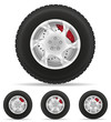 set icons car wheel tire from the disk vector illustration