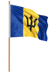 Wall Mural - 3D Barbados flag with fabric surface texture. White background. Image with clipping path