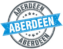 Aberdeen Blue Round Grunge Vintage Ribbon Stamp