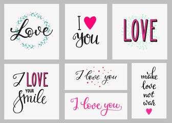 Wall Mural - Romantic love inspiration lettering set