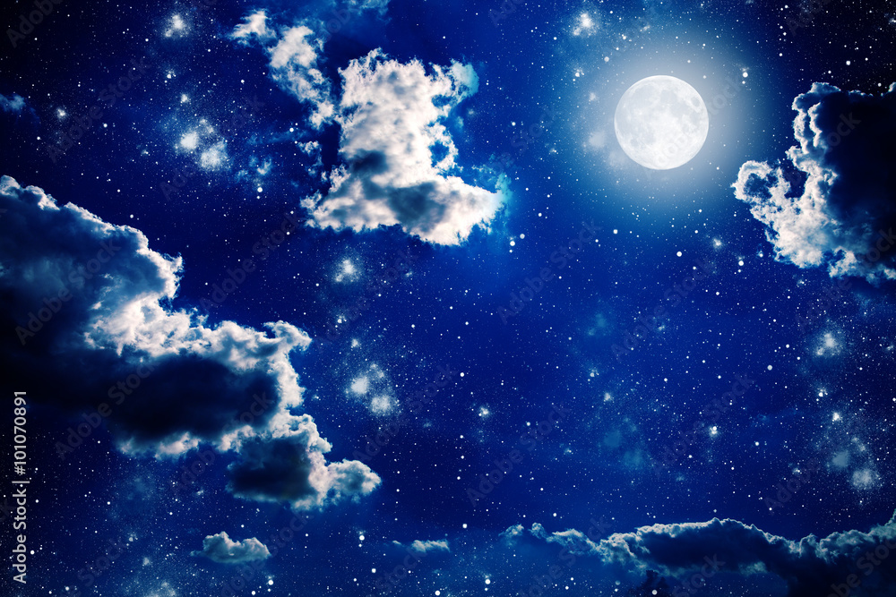 Night sky with stars and full moon background Stock Photo | Adobe Stock