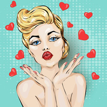 Valentines Day Pin-up Sexy Woman Portrait With Heart.