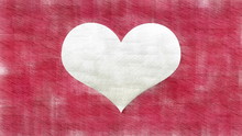 White Heart Symbol On Red Background Forms By Abstract Animated Red Squares. Valentines Day Artistic Background.