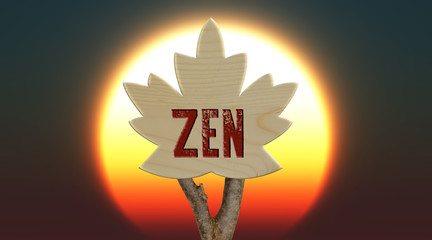 Wall Mural - wooden sign indicating zen