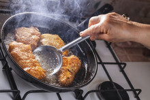 Fritters Fry On Frying Pan