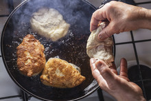 Fritters Fry On Frying Pan