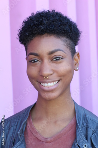 Stock Image Of An Attractive Young Black Woman With Short