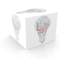 Wall Mural - 3d cube word tags wordcloud of idea bulb