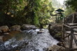 stream flow through the rainforest with the small pathway for ecotourism