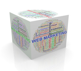 Sticker - 3d cube word tags wordcloud of web marketing