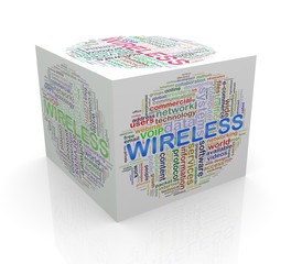 Wall Mural - 3d cube word tags wordcloud of wireless