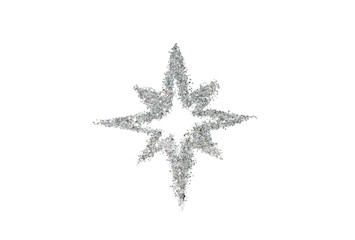 Wall Mural - Abstract star of silver glitter sparkle on white background