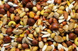 Dried fruit background: nuts, cashews, pistachios and almonds