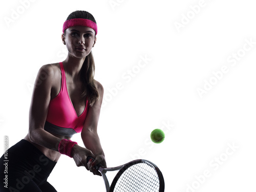 Cuadros en Lienzo Tenis de la mujer de la silueta del jugador del retrato