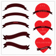 © Iryna Danyliuk - Set of red ribbons, hearts and logos in vintage retro style. for valentines, postcards or Ribbons, Labels, Tags.