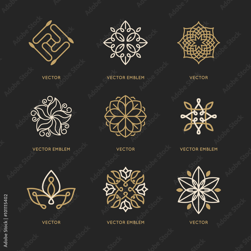 Vector Symbol Style Vector set of logo design templates and symbols in trendy linear Stock ...